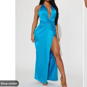 Blue Silk Maxi Dress